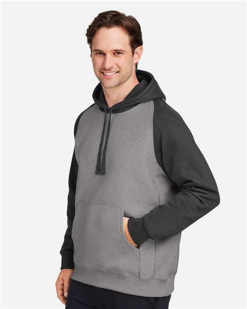 Team 365 Unisex Zone HydroSport™ Heavyweight Colorblock Hooded Sweatshirt - TT96CB Dark Grey Heather- Black