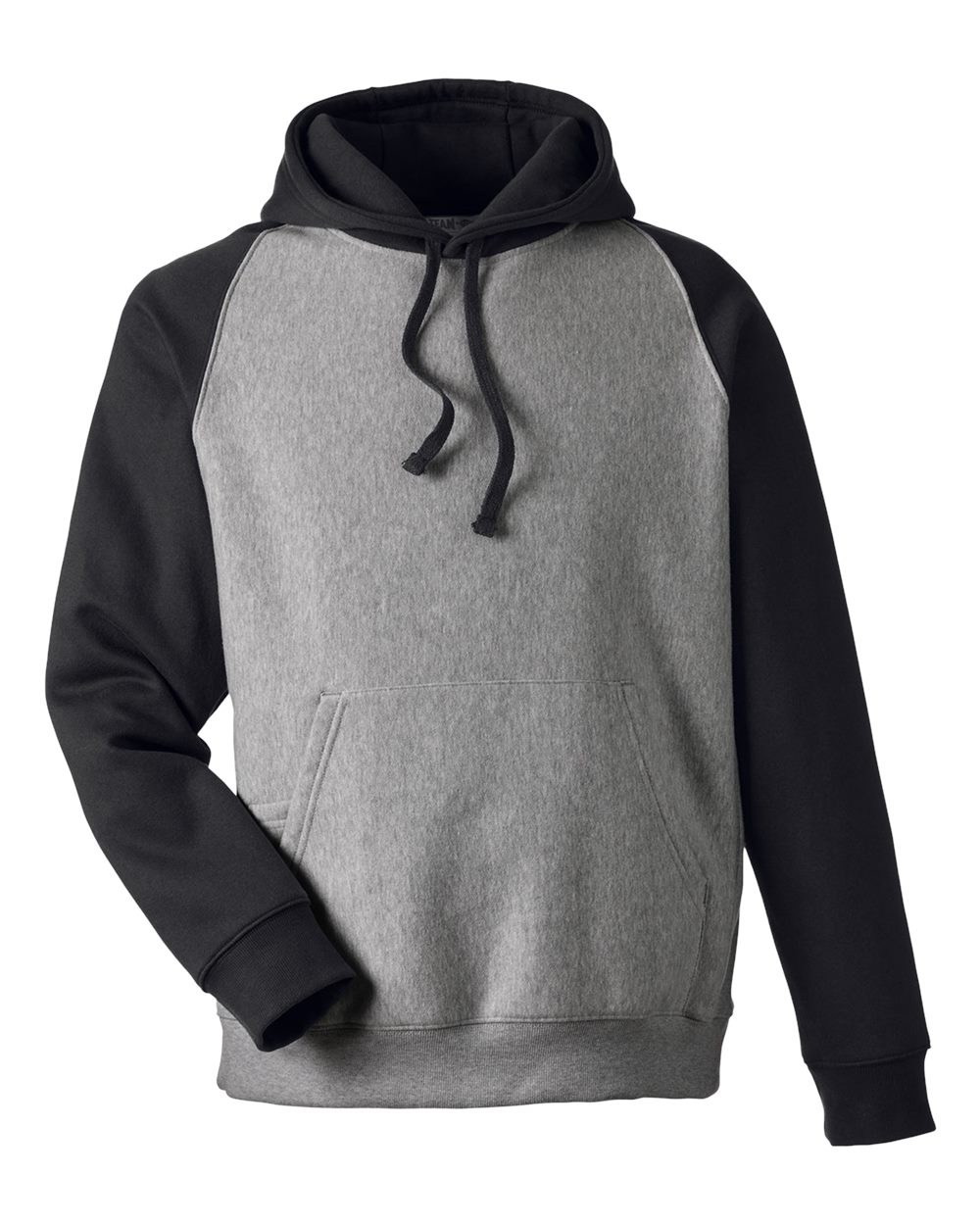 Team 365 Unisex Zone HydroSport™ Heavyweight Colorblock Hooded Sweatshirt - TT96CB Dark Grey Heather- Black