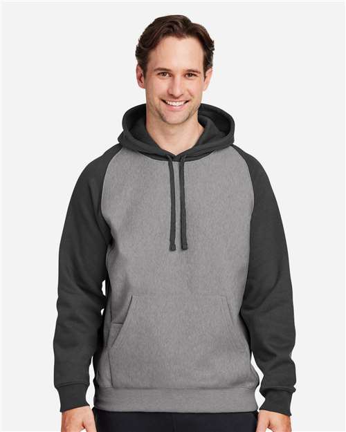 Team 365 Unisex Zone HydroSport™ Heavyweight Colorblock Hooded Sweatshirt - TT96CB Dark Grey Heather- Black