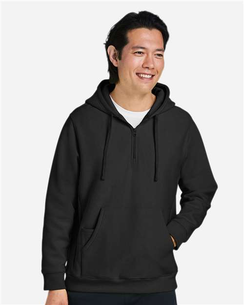 Team 365 Unisex Zone HydroSport™ Heavyweight Quarter-Zip Hooded Sweatshirt - TT97 Black