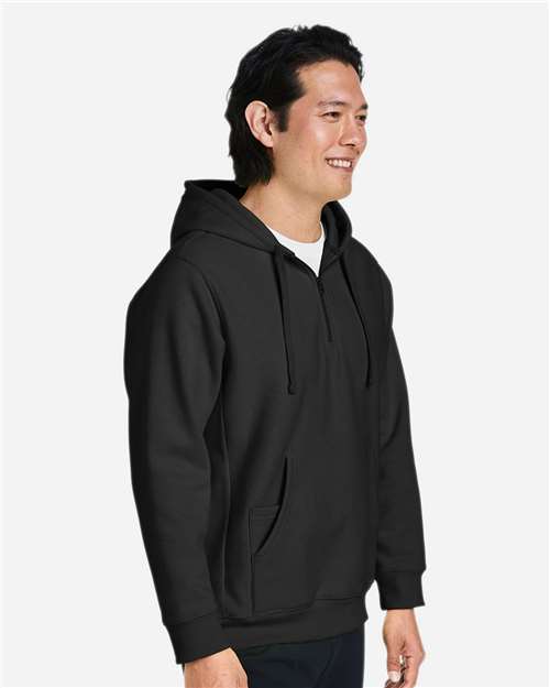 Team 365 Unisex Zone HydroSport™ Heavyweight Quarter-Zip Hooded Sweatshirt - TT97 Black
