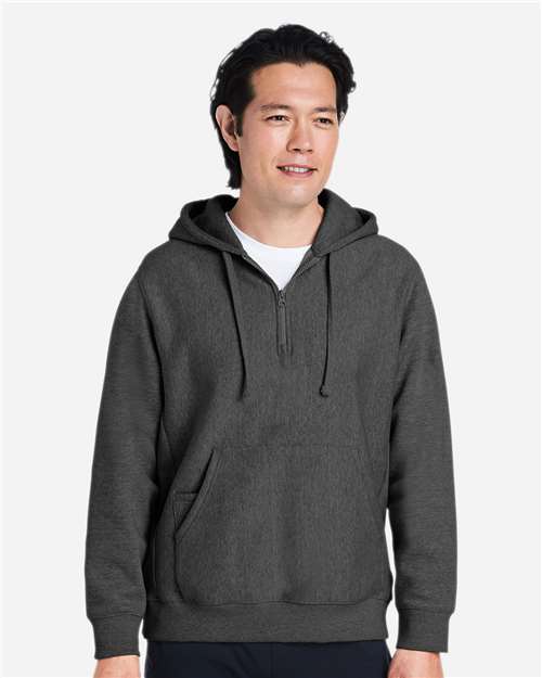 Team 365 Unisex Zone HydroSport™ Heavyweight Quarter-Zip Hooded Sweatshirt - TT97 Dark Grey Heather