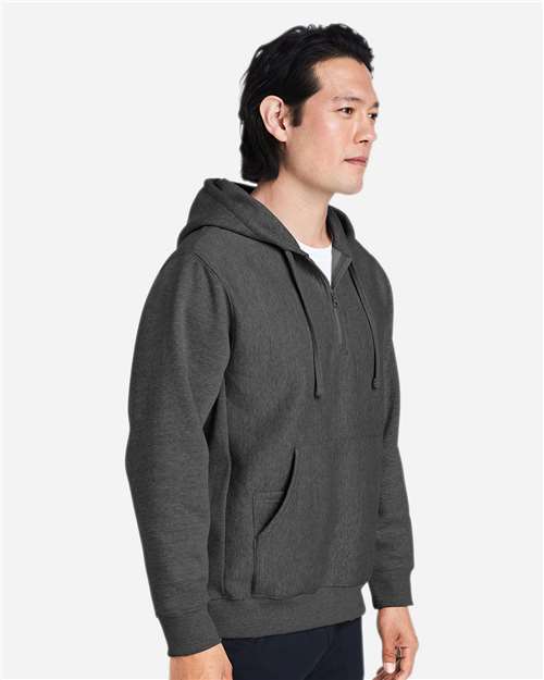 Team 365 Unisex Zone HydroSport™ Heavyweight Quarter-Zip Hooded Sweatshirt - TT97 Dark Grey Heather
