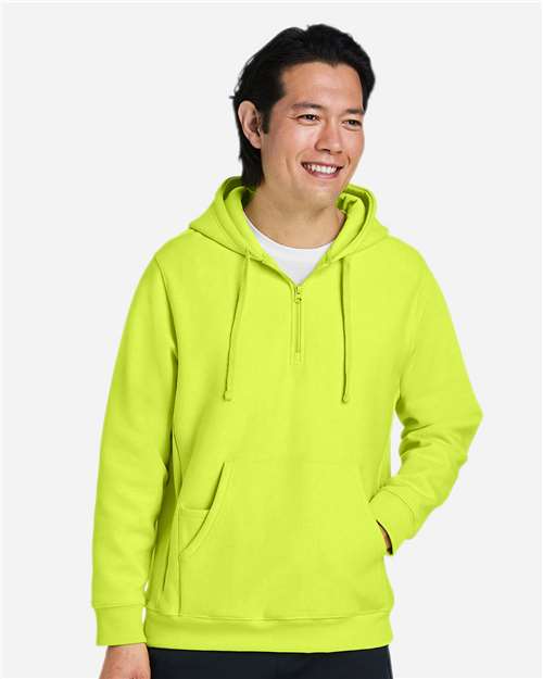 Team 365 Unisex Zone HydroSport™ Heavyweight Quarter-Zip Hooded Sweatshirt - TT97 Safety Yellow