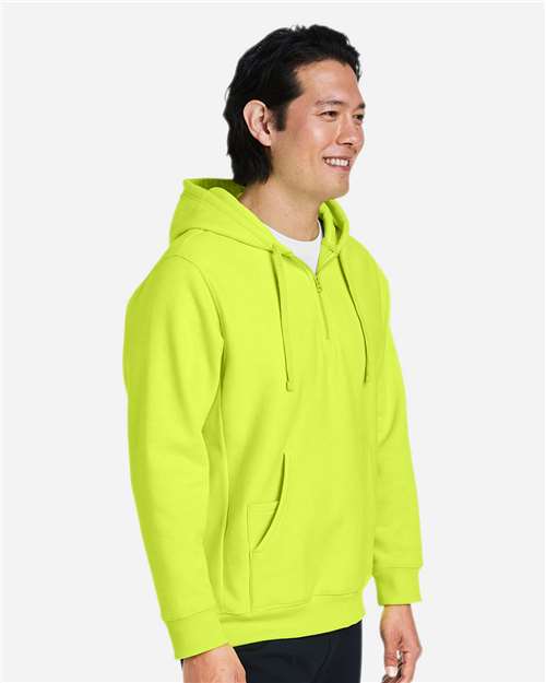 Team 365 Unisex Zone HydroSport™ Heavyweight Quarter-Zip Hooded Sweatshirt - TT97 Safety Yellow