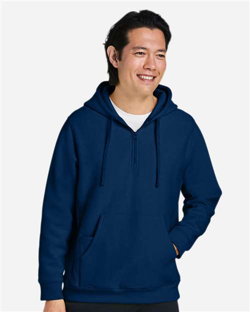 Team 365 Unisex Zone HydroSport™ Heavyweight Quarter-Zip Hooded Sweatshirt - TT97 Sport Dark Navy