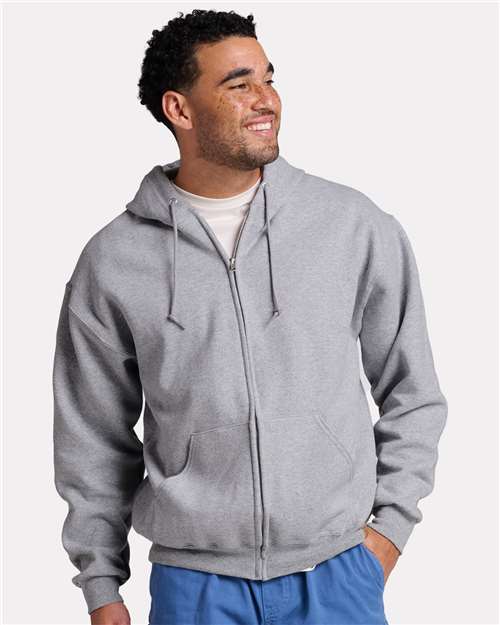 JERZEES Unisex Rugged Full-Zip Hooded Sweatshirt - Z12MR Athletic Heather