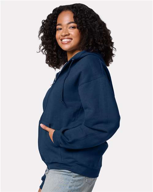 JERZEES Unisex Rugged Full-Zip Hooded Sweatshirt - Z12MR Washed Navy