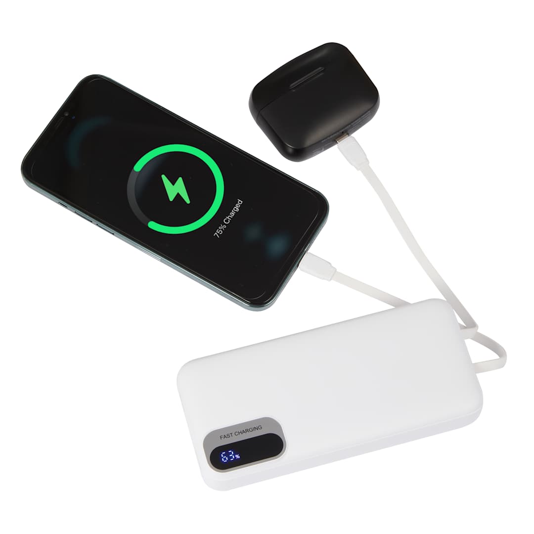 Laptop Power 20,000 mAh PD Power Bank with Cables - 7122-29 White