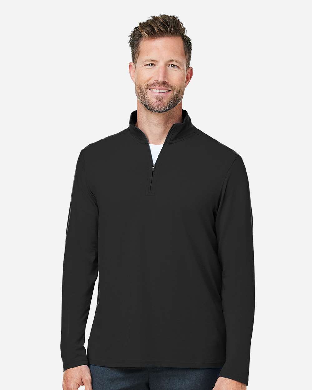 Devon & Jones Men's Raleigh Stretch Quarter-Zip Pullover - DG425 Black