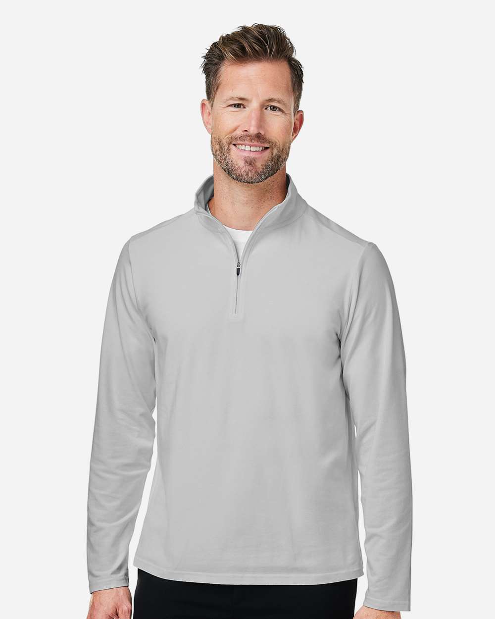 Devon & Jones Men's Raleigh Stretch Quarter-Zip Pullover - DG425 Grey
