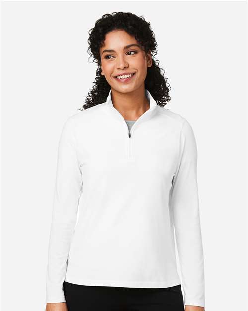 Devon & Jones Women's Raleigh Stretch Quarter-Zip Pullover - DG425W White