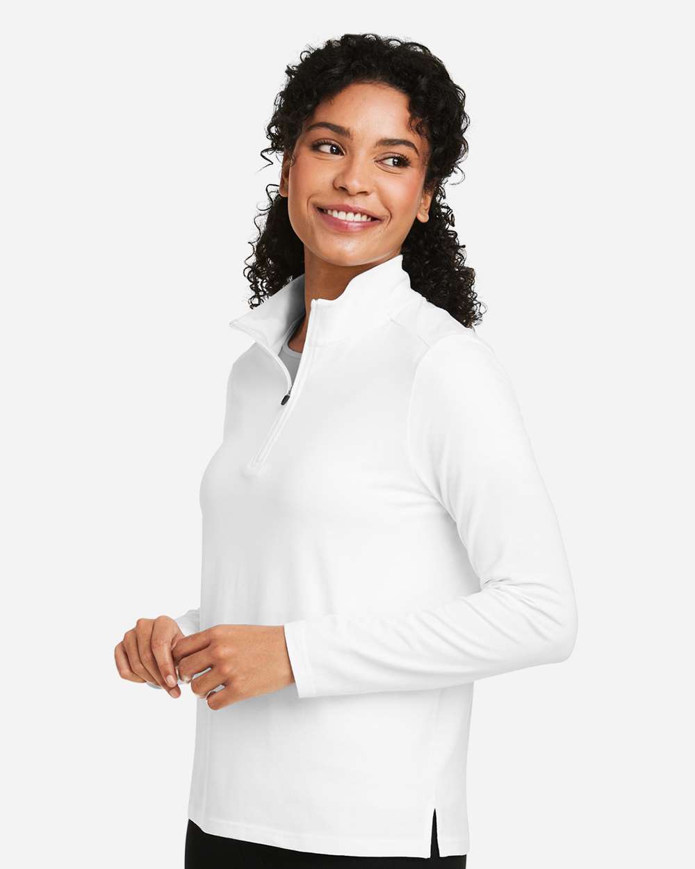 Devon & Jones Women's Raleigh Stretch Quarter-Zip Pullover - DG425W White