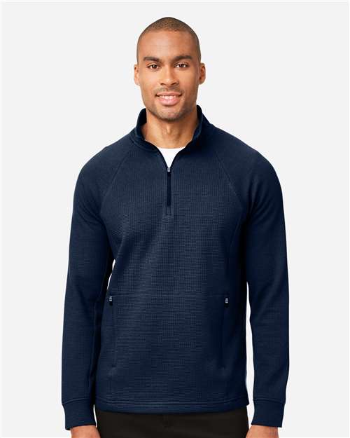 North End Men's Rhythm Waffle Quarter-Zip Pullover - NE200 Classic Navy
