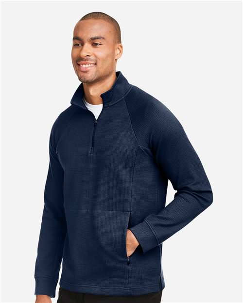 North End Men's Rhythm Waffle Quarter-Zip Pullover - NE200 Classic Navy