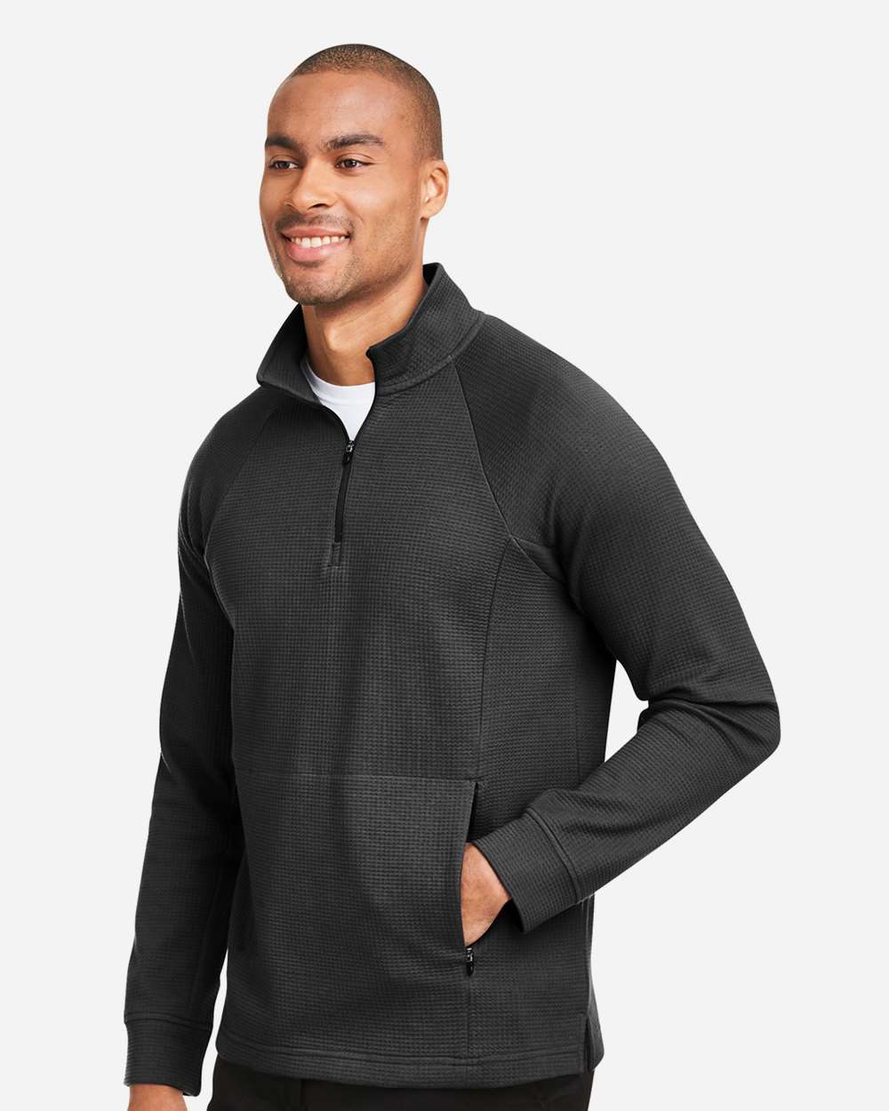 North End Men's Rhythm Waffle Quarter-Zip Pullover - NE200 Black