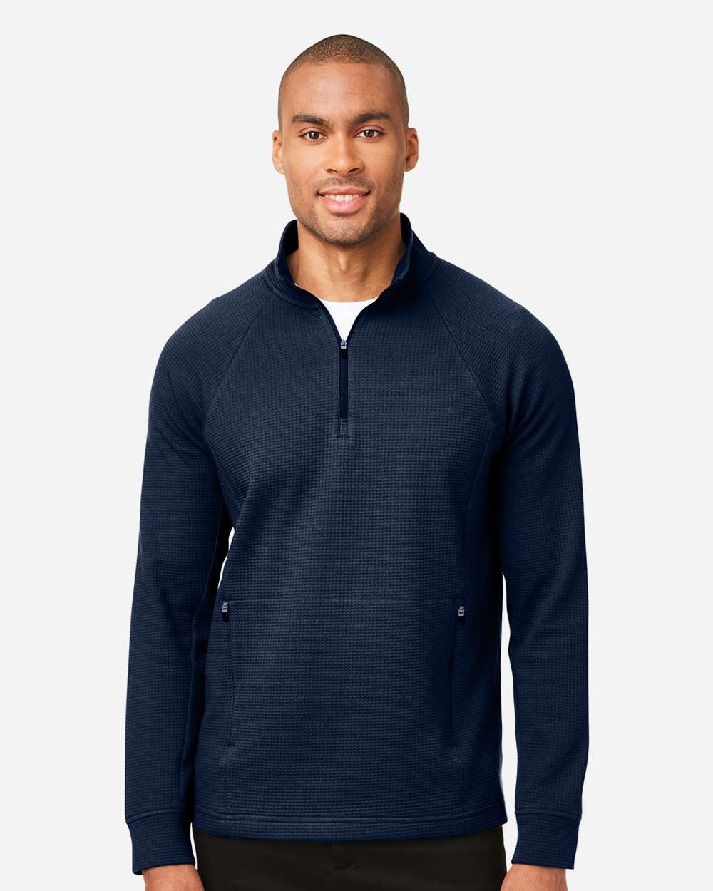 North End Men's Rhythm Waffle Quarter-Zip Pullover - NE200 Classic Navy