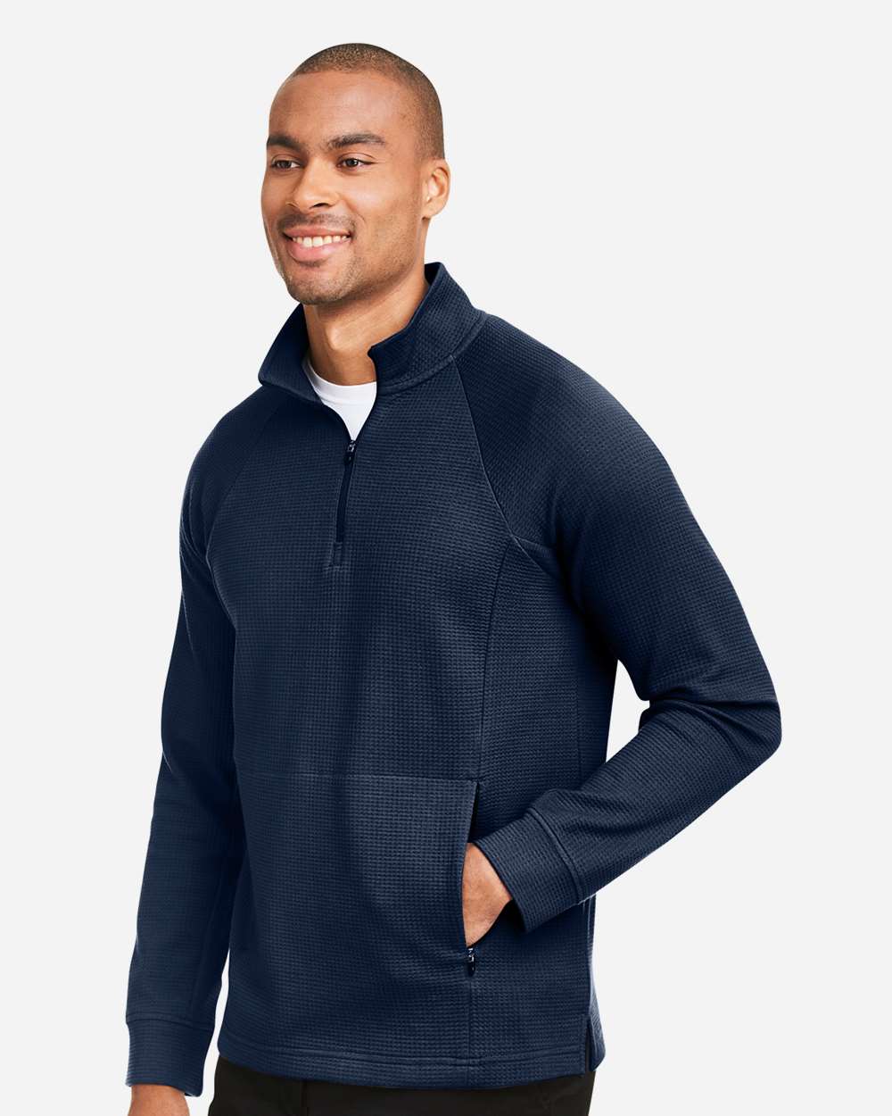 North End Men's Rhythm Waffle Quarter-Zip Pullover - NE200 Classic Navy