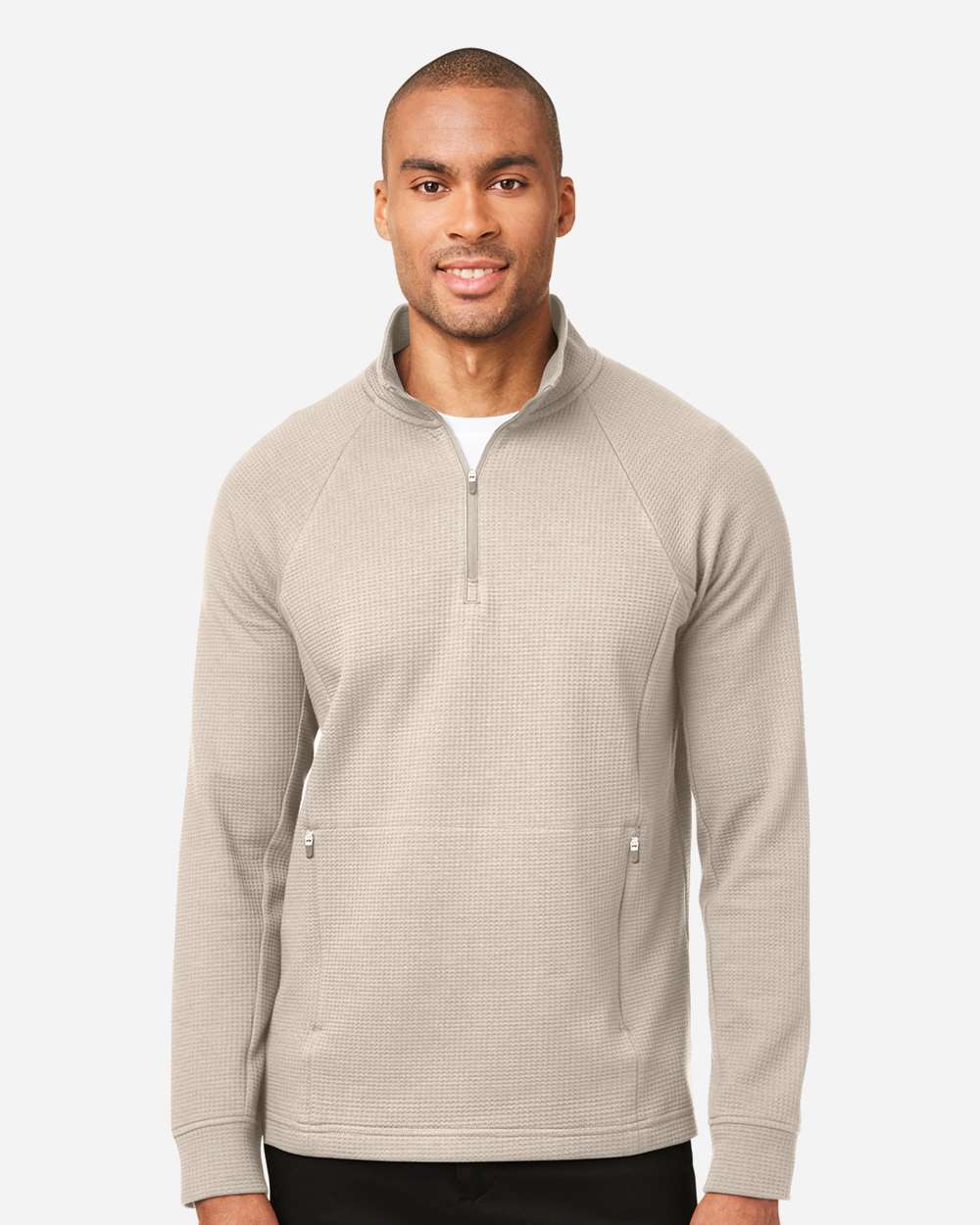 North End Men's Rhythm Waffle Quarter-Zip Pullover - NE200 Oatmeal