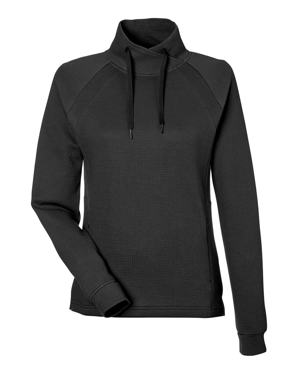 North End Women's Rhythm Waffle Cross-Neck Pullover - NE200W Black