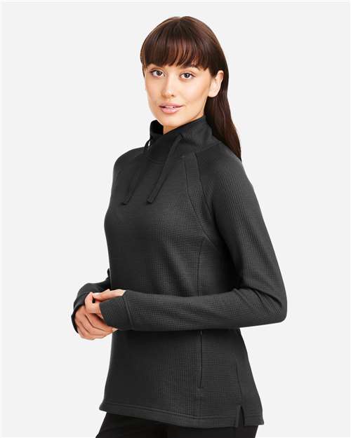 North End Women's Rhythm Waffle Cross-Neck Pullover - NE200W Black