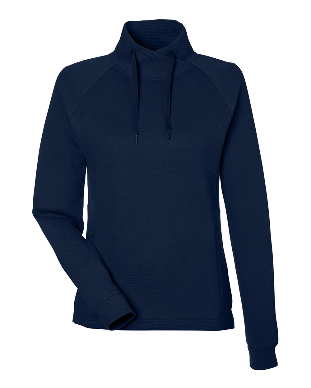 North End Women's Rhythm Waffle Cross-Neck Pullover - NE200W Classic Navy