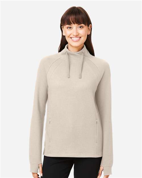 North End Women's Rhythm Waffle Cross-Neck Pullover - NE200W Oatmeal