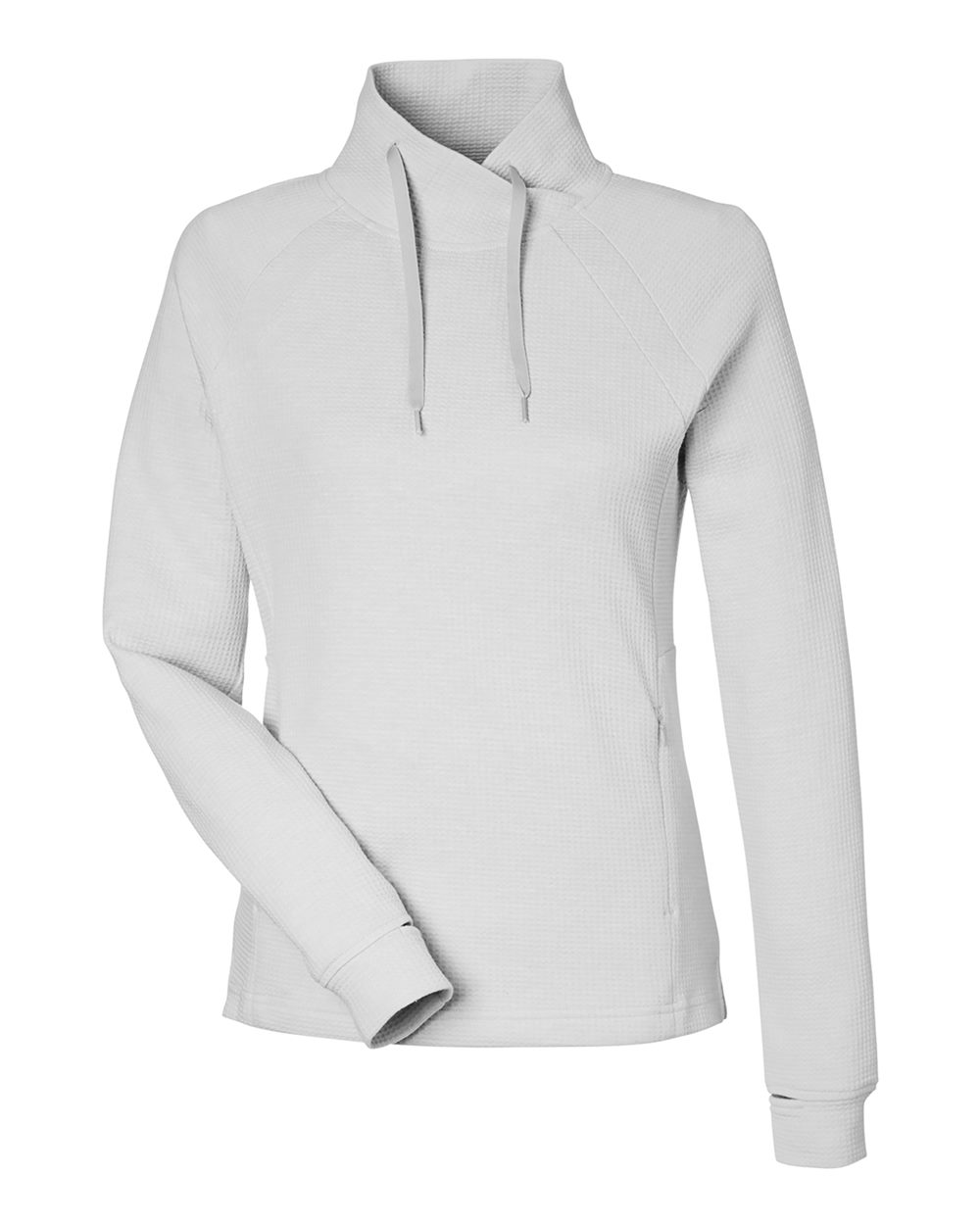 North End Women's Rhythm Waffle Cross-Neck Pullover - NE200W Platinum