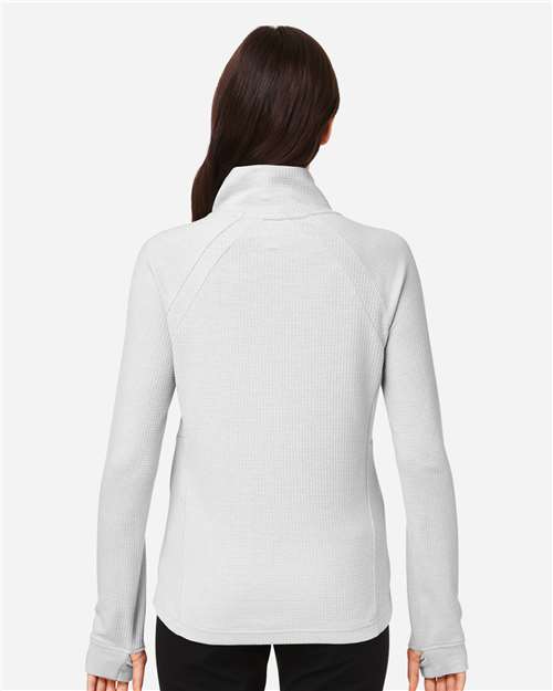 North End Women's Rhythm Waffle Cross-Neck Pullover - NE200W Platinum