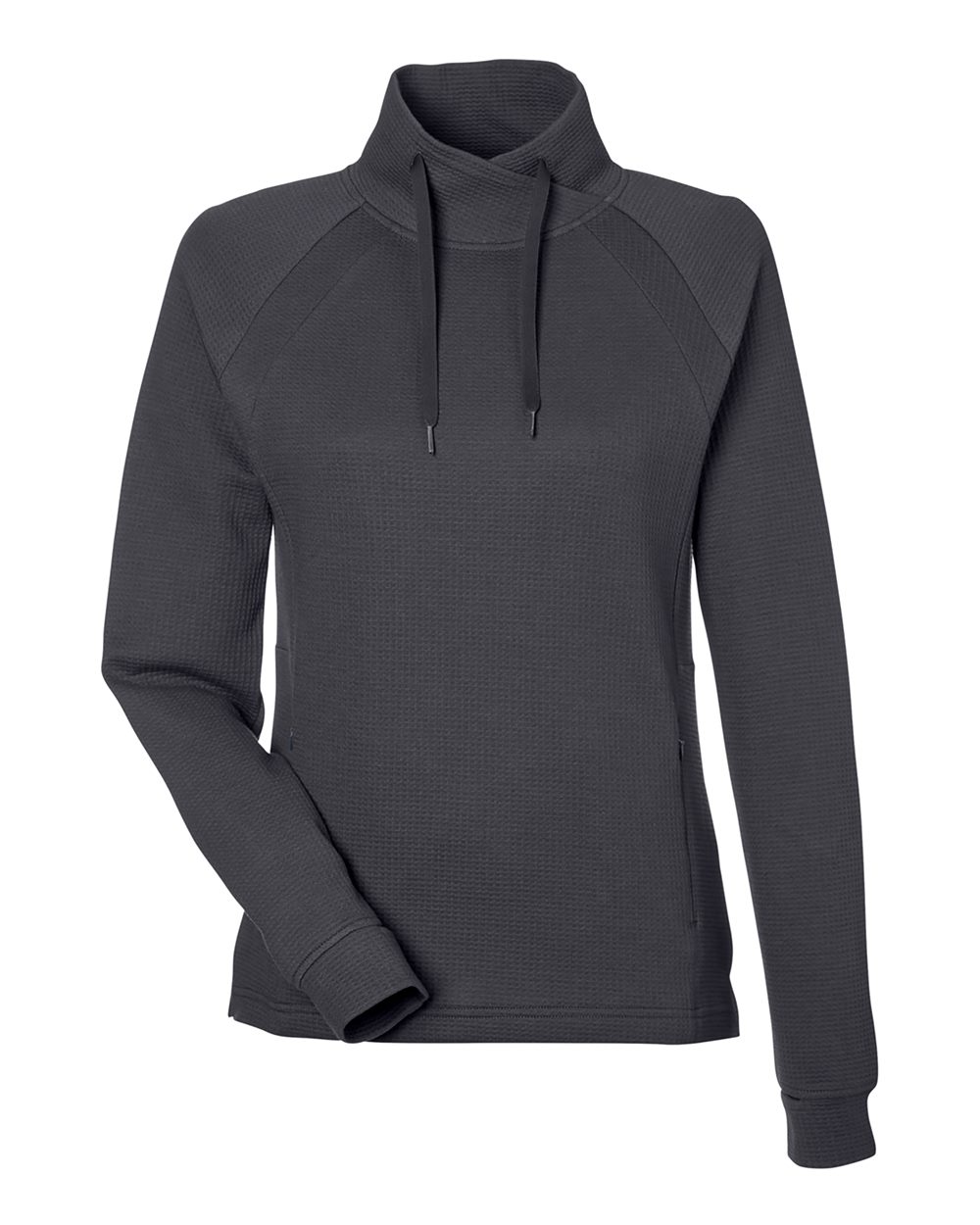 North End Women's Rhythm Waffle Cross-Neck Pullover - NE200W Carbon