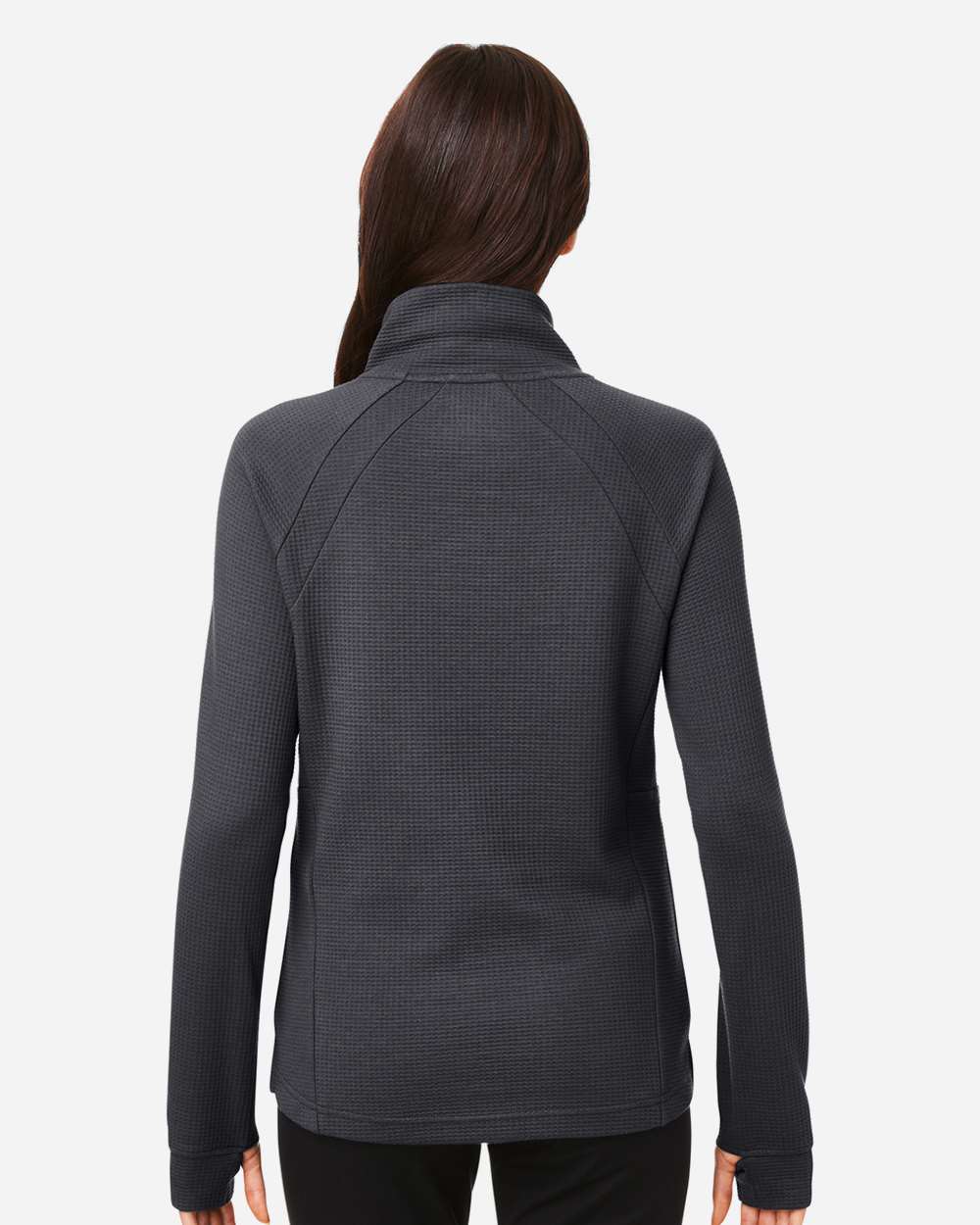 North End Women's Rhythm Waffle Cross-Neck Pullover - NE200W Carbon