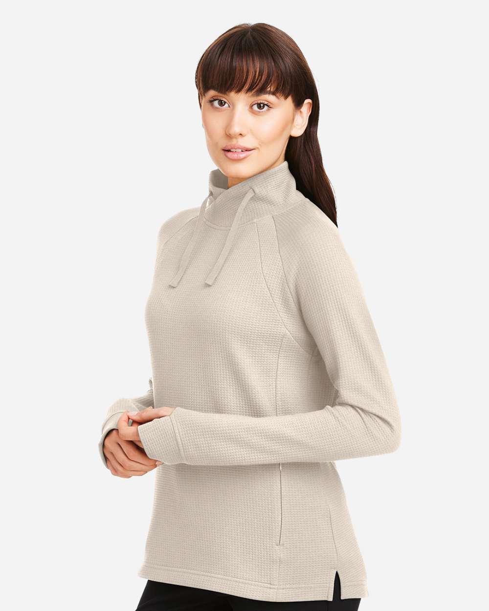 North End Women's Rhythm Waffle Cross-Neck Pullover - NE200W Oatmeal