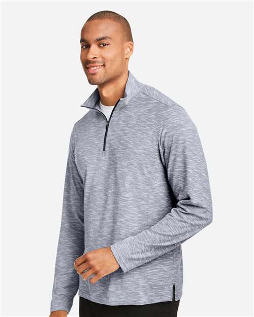 North End Men's Eclipse Jacquard Quarter-Zip Pullover - NE415 Classic Navy Heather