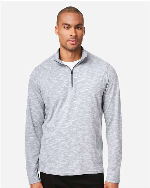 North End Men's Eclipse Jacquard Quarter-Zip Pullover - NE415 Platinum Heather