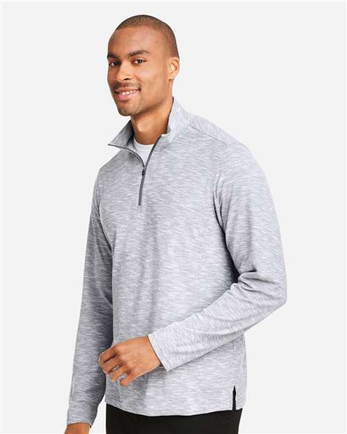North End Men's Eclipse Jacquard Quarter-Zip Pullover - NE415 Platinum Heather