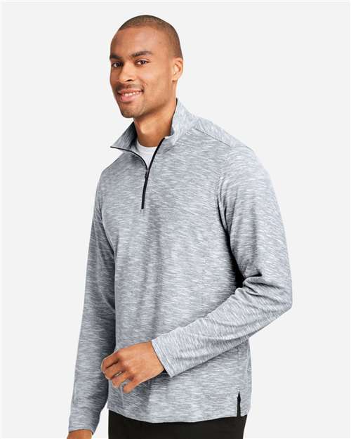 North End Men's Eclipse Jacquard Quarter-Zip Pullover - NE415 Black Heather
