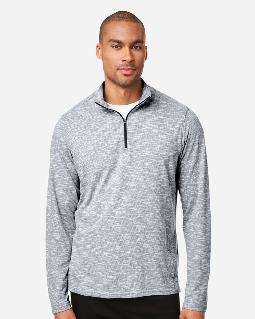 North End Men's Eclipse Jacquard Quarter-Zip Pullover - NE415 Black Heather