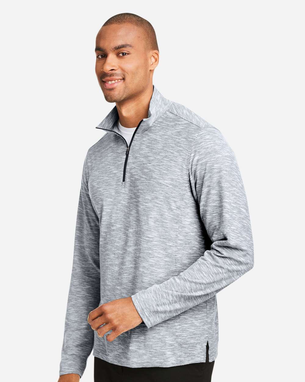 North End Men's Eclipse Jacquard Quarter-Zip Pullover - NE415 Black Heather