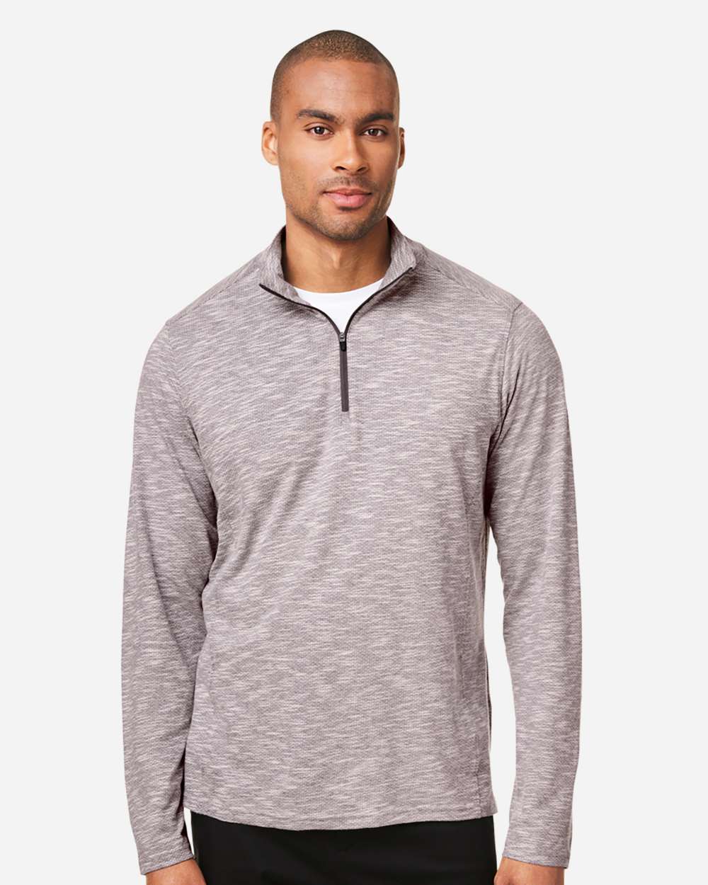 North End Men's Eclipse Jacquard Quarter-Zip Pullover - NE415 Burgundy Heather