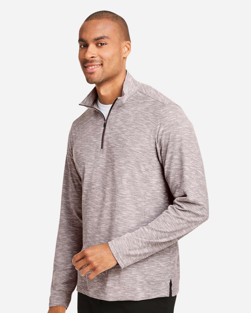North End Men's Eclipse Jacquard Quarter-Zip Pullover - NE415 Burgundy Heather