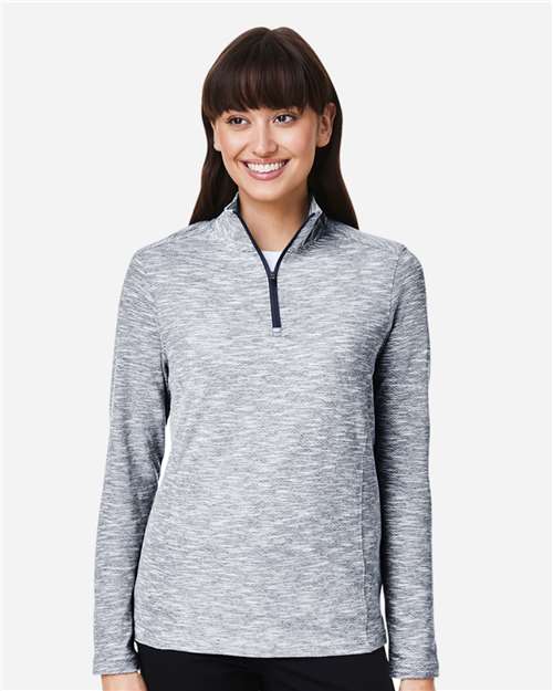 North End Women's Eclipse Jacquard Quarter-Zip Pullover - NE415W Black Heather