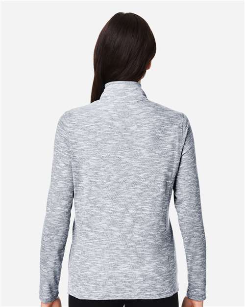 North End Women's Eclipse Jacquard Quarter-Zip Pullover - NE415W Black Heather