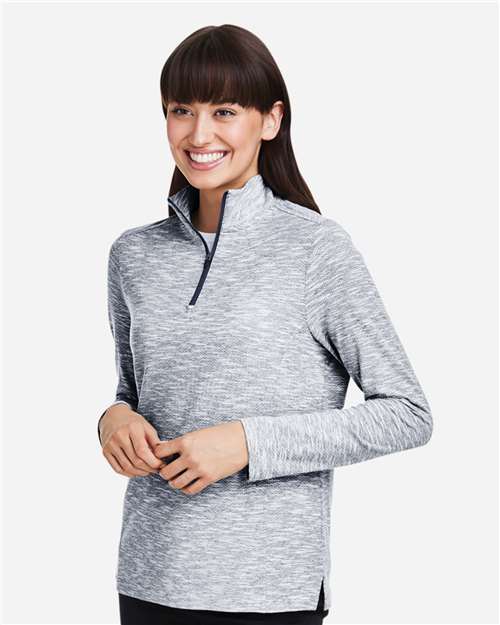 North End Women's Eclipse Jacquard Quarter-Zip Pullover - NE415W Black Heather