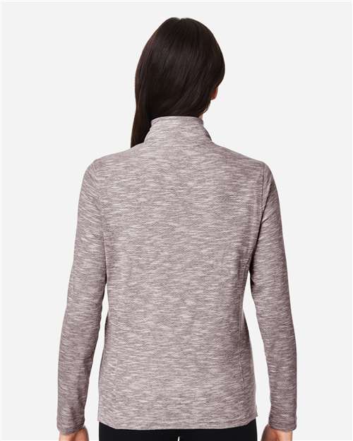 North End Women's Eclipse Jacquard Quarter-Zip Pullover - NE415W Burgundy Heather