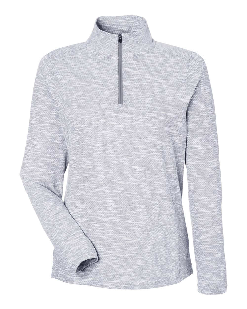North End Women's Eclipse Jacquard Quarter-Zip Pullover - NE415W Platinum Heather