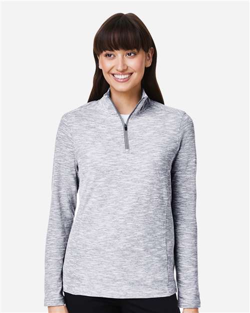 North End Women's Eclipse Jacquard Quarter-Zip Pullover - NE415W Platinum Heather