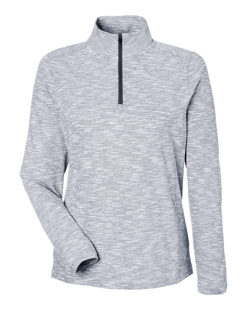 North End Women's Eclipse Jacquard Quarter-Zip Pullover - NE415W Black Heather