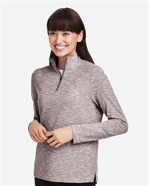 North End Women's Eclipse Jacquard Quarter-Zip Pullover - NE415W Burgundy Heather