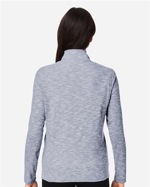 North End Women's Eclipse Jacquard Quarter-Zip Pullover - NE415W Classic Navy Heather