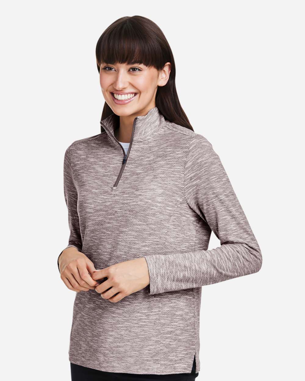 North End Women's Eclipse Jacquard Quarter-Zip Pullover - NE415W Burgundy Heather
